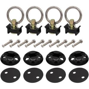 imageMytee Products 22 Pieces Black LTrack Tie Down Kit with 2quot Round Anchor Point for Trucks or Trailers to Tie Down Your Boat UTV ATV Motorcycle Lawnmower1  Pack