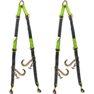 imageMytee Products 2Pcs V Bridle Tow Strap wSnap Hook 8quot JHooks ampamp TJ Hook  3333 lbs WLL Leg Size3648 High Abrasion Recovery V Strap wD Ring Middle Towing Equipment for Car Hauler ampamp Rollback