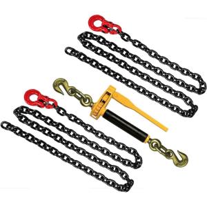imageMytee Products 38quot x6 2 Pc G80 Front Axle Chain ampamp 1 Pc Peerless Ratchet Binder Kit wOmega Link  7100 LBS WLL Tie Down Kit for Towing Wrecker Recovery Tow Truck  Towing Equipment38 x 8 Chain with Omega Link
