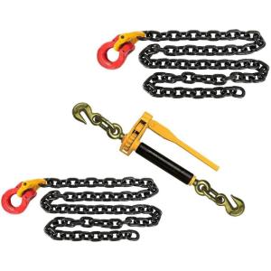 imageMytee Products 38quot x6 2 Pc G80 Front Axle Chain ampamp 1 Pc Peerless Ratchet Binder Kit wOmega Link  7100 LBS WLL Tie Down Kit for Towing Wrecker Recovery Tow Truck  Towing Equipment38 x 6 Chain with Omega Link