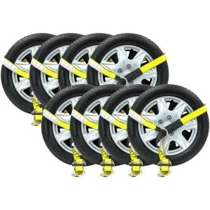 imageMytee Products 4 Pack 2quot x10 Lasso Ratchet Strap with J Finger Hook Wheel Net Auto Tow Towing Car Hauler Tie Down8  Pack