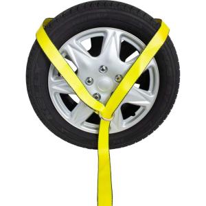 imageMytee Products 4 Pack 2quot x12 Winch Lasso Strap with O Ring Yellow  Car Tie Down Tire Straps for Trailers Auto Tow Car Hauler Wheel NetYellow