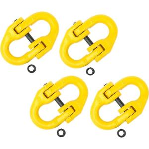imageMytee Products 4 Pack Grade 80 38quot Safety Chain Connector Hammer Lock Link  7100 lbs WLL Forged Alloy Steel Tow Hitch Coupling Link for Trucks Powder Coated Trailer Safety Chain Extention4  Pack