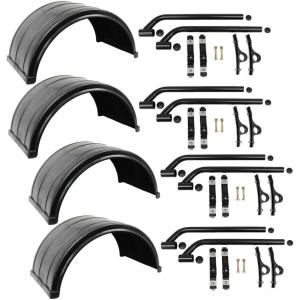 imageMytee Products 4 Pc  2 Pair Poly Fender Kit Fits for 245quot Dual Rear Wheel Trucks  Ribbed Poly Fenders with Mounting Brackets  RustProof Lightweight ampamp Ideal for Flatbed ampamp Dump Trucks4  Pack