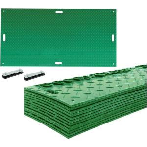 imageMytee Products 4 Pcs Ground Protection Mats  Black 3 x 8 Heavy Equipment Mats w 6 Pcs Single Connectors3 x 8 Feet