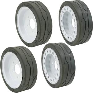 imageMytee Products 4 Set SkyJack 158436 158437 Scissor Lift Tires 12 x 4 Plain Brake Model  SJIII3219 SJIII3015 SJIII3215 SJIII3019  NonMarking Wheel Assembly12 x 4  Set of 4