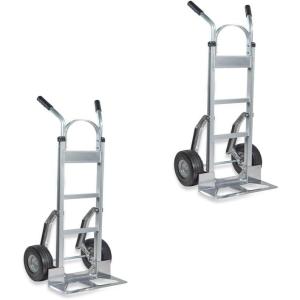 imageMytee Products 600 lbs Aluminum Hand Truck Heavy Duty Dolly with P Handle ampamp 10quot Caster Wheels  Hand Truck with Skid Bars ampamp Vertical Loop Handle  523quot x 175quot with 193quot x 75quot Nose Plate2  Pack