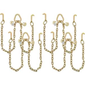 imageMytee Products Grade 70 516quot VChain Bridle Tow w 4quot Mini J Hooks ampamp Grab Hooks at Pear Link  3 Leg 4700 LBS WLL Tow Truck Chain for Trailer Wrecker Recovery Towing4  Pack