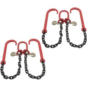 imageMytee Products Grade 80 V Bridle Chain Tow Recovery G80 38quot x 3 Chain 7100 Lbs Two 15quot JHook ampamp Eye Cradle Grab Hook2  Pack
