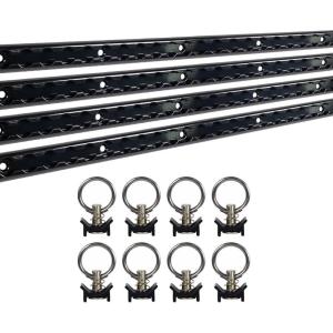imageMytee Products Heavy Duty Aluminum 2 Feet LTrack Aluminum 4 and Stud with Stainless Steel Ring 8 Tie Down System for Enclosed Trailers and Cargo VansBlack