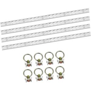 imageMytee Products Heavy Duty Aluminum 2 Feet LTrack Aluminum 4 and Stud with Stainless Steel Ring 8 Tie Down System for Enclosed Trailers and Cargo VansSilver