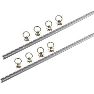 imageMytee Products Heavy Duty Aluminum 4 Feet LTrack Black Powder Coated 2 and Stud with Black Powder Coated Ring 8 Tie Down System for Enclosed Trailers and Cargo VansSilver