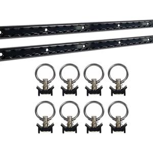 imageMytee Products Heavy Duty Aluminum 4 Feet LTrack Black Powder Coated 2 and Stud with Black Powder Coated Ring 8 Tie Down System for Enclosed Trailers and Cargo VansBlack Coated