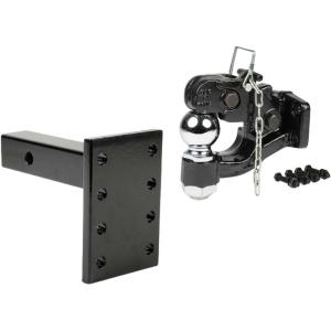 imageMytee Products Pintle Hitch with 2516Inch Trailer Ball 8 Ton Combination Hitch with Mounting Kit  Bolt On Adjustable Pintle Hook Ball Combo  PowderCoated HeavyDuty2516 Ball w Mounting Plate