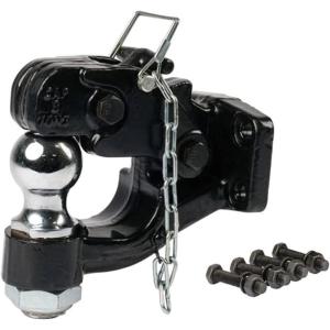 imageMytee Products Pintle Hitch with 2516Inch Trailer Ball 8 Ton Combination Hitch with Mounting Kit  Bolt On Adjustable Pintle Hook Ball Combo  PowderCoated HeavyDuty2 Ball