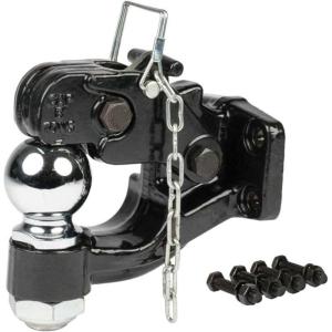 imageMytee Products Pintle Hitch with 2516Inch Trailer Ball 8 Ton Combination Hitch with Mounting Kit  Bolt On Adjustable Pintle Hook Ball Combo  PowderCoated HeavyDuty2516 Ball