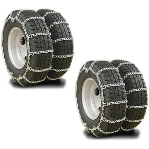 imageMytee Products Set of 2 225quot Twist Link Snow Tire Chain for Semi Trucks  Emergency Tire Traction Grip Chains  Snow Blower Single Wheel Chains for Commercial Trucks SUVs Pickups Auto TracDouble Tire 225 Inch