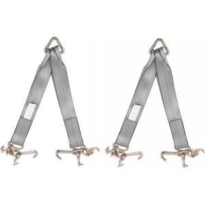 imageMytee Products Tow Straps V Bridle 3quot x 48quot wRTJ Clusters Hi VIZHI Abrasion Green Webbing 5400 lbs WLL  Recovery V Strap wReinforced Webbing for Towing Wrecker Rollback Car Hauler2  Pack