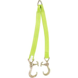 imageMytee Products V Bridle Tow Strap 3quot x 36quot w 15quot J Hook wTJ Hooks Hi VIZHigh Abrasion Green Webbing 5400 lbs WLL  Recovery VStrap wReinforced Webbing for Towing Car Wrecker Rollback8 J Hook  TJ Hook