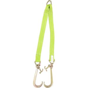 imageMytee Products V Bridle Tow Strap 3quot x 36quot w 15quot J Hook wTJ Hooks Hi VIZHigh Abrasion Green Webbing 5400 lbs WLL  Recovery VStrap wReinforced Webbing for Towing Car Wrecker Rollback15 J Hook  TJ Hook