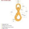 imageMytee Products 2 Pack 38 Self Locking Swivel Hook Grade 807100 LBS Working Load Limit 32 Ton  Yellow Painted Forged Steel Swivel Lifting Hook516