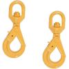 imageMytee Products 2 Pack 38 Self Locking Swivel Hook Grade 807100 LBS Working Load Limit 32 Ton  Yellow Painted Forged Steel Swivel Lifting Hook516