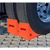 imageMytee Products 2 Pack Polyurethane Small Wheel Chock WMounting Holes for RVs Semi Trucks ampamp Trailers  40 Ton Load Capacity Heavy Duty Wheel Chocks for 3218quotTire Compatibility 11quot x8x8Orange Small
