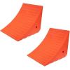 imageMytee Products 2 Pack Polyurethane Small Wheel Chock WMounting Holes for RVs Semi Trucks ampamp Trailers  40 Ton Load Capacity Heavy Duty Wheel Chocks for 3218quotTire Compatibility 11quot x8x8Orange Large