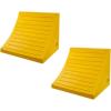 imageMytee Products 2 Pack Polyurethane Small Wheel Chock WMounting Holes for RVs Semi Trucks ampamp Trailers  40 Ton Load Capacity Heavy Duty Wheel Chocks for 3218quotTire Compatibility 11quot x8x8Yellow Medium