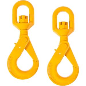 imageMytee Products 2 Pack 38 Self Locking Swivel Hook Grade 807100 LBS Working Load Limit 32 Ton  Yellow Painted Forged Steel Swivel Lifting Hook38