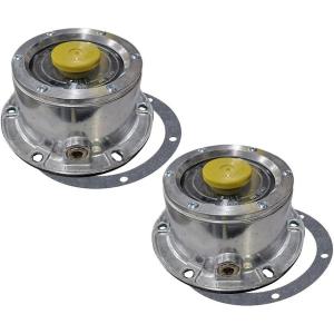 imageMytee Products 2 Pack Aluminum Trailer Hub Cap with Gasket ampamp Rubber Vent Plugs Compatible with Freightliner MT45 20106 Holes Hub Cap for Trailer Axle Replaces 3435111 SCR3435111 STM34351112  Pack