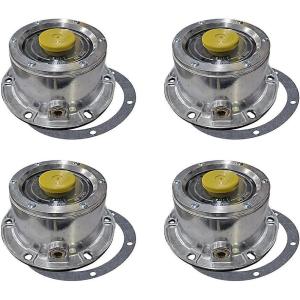 imageMytee Products 2 Pack Aluminum Trailer Hub Cap with Gasket ampamp Rubber Vent Plugs Compatible with Freightliner MT45 20106 Holes Hub Cap for Trailer Axle Replaces 3435111 SCR3435111 STM3435111Silver