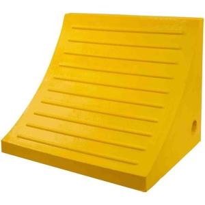 imageMytee Products 2 Pack Polyurethane Small Wheel Chock WMounting Holes for RVs Semi Trucks ampamp Trailers  40 Ton Load Capacity Heavy Duty Wheel Chocks for 3218quotTire Compatibility 11quot x8x8Yellow Medium
