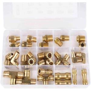 imageMytee Products 28 Piece 14quot 38quot ampamp 12quot DOT Air Brake Nylon Tubing Fitting Assortment Kit  Truck Parts Air Brake Line Fittings Brass Push to Connect Kit28 Pieces