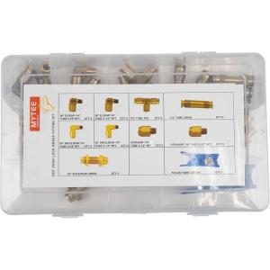 imageMytee Products 28 Piece 14quot 38quot ampamp 12quot DOT Air Brake Nylon Tubing Fitting Assortment Kit  Truck Parts Air Brake Line Fittings Brass Push to Connect Kit25 Pieces