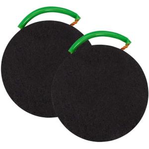 imageMytee Products 4 Pack Round Outrigger Pad 12quot Diameter 15quot Thick 45000 lbs WLL RV Pads Lightweight Stackable Waterproof Unbreakable Ergonomic Handle2  Pack