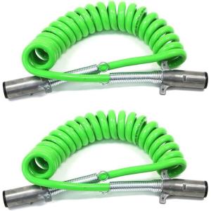imageMytee Products 7Way ABS Coil 15 Green 48quot x 12quot Leads Trailer Electrical Power Cord Powercoils2  Pack