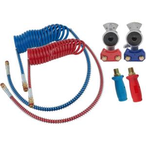 imageMytee Products Air Brake CoiledHose Assembly with Standard Aluminum Glad Hands for Truck ampamp Extension Handle Grip Set  15Ft w 12quot ampamp 40quot Pigtails  Air Lines for Semi Truck15 Ft Coil set w Gladhands