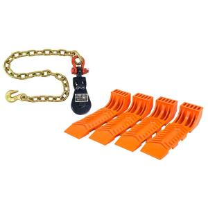 imageMytee Products Tow Truck Kit  1 2 Ton 3quot Snatch Block wChain ampamp 4 Interlocking Tire Skates for Tow Truck Orange  Flatbed Tow Truck Rollback Wrecker Car Carrier Cable