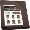 image6 x 8 Dark Brown Canvas Tarp 12oz  Water Resistant ampamp Breathable  Heavy Duty Tarps  Multipurpose Tarpaulin Cover for Camping TentDark Brown