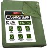image6 x 8 Dark Brown Canvas Tarp 12oz  Water Resistant ampamp Breathable  Heavy Duty Tarps  Multipurpose Tarpaulin Cover for Camping TentGreen