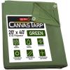 image6 x 8 Dark Brown Canvas Tarp 12oz  Water Resistant ampamp Breathable  Heavy Duty Tarps  Multipurpose Tarpaulin Cover for Camping TentGreen