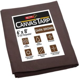 image6 x 8 Dark Brown Canvas Tarp 12oz  Water Resistant ampamp Breathable  Heavy Duty Tarps  Multipurpose Tarpaulin Cover for Camping TentDark Brown