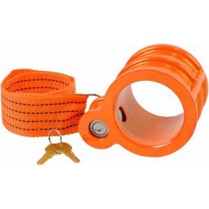 imageMytee Products 2 Pack King Pin Lock Heavy Duty Orange Powder Coated with Safety Ribbon Works with Class 8 Vehicles and RV TrailersOrange Powder Coated