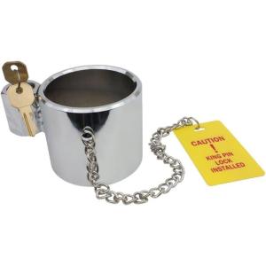 imageMytee Products 2 Pack King Pin Lock Heavy Duty Orange Powder Coated with Safety Ribbon Works with Class 8 Vehicles and RV TrailersSilver