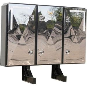 imageMytee Products 68quot x 80quot x 14quot Black Viking Vaulted Aluminum Flatbed Trailer Cab Rack with 3 Mirror Finish Doors  Headache Rack for Semi Trucks for Easy Haul ampamp Store Trailer Equipments1  Door Black