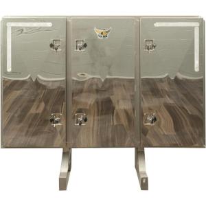 imageMytee Products 68quot x 80quot x 14quot Black Viking Vaulted Aluminum Flatbed Trailer Cab Rack with 3 Mirror Finish Doors  Headache Rack for Semi Trucks for Easy Haul ampamp Store Trailer Equipments3Door