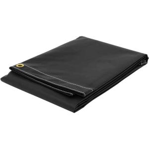 imageMytee Products 8 x 10 Heavy Duty Black 18oz Vinyl Utility Tarp Waterproof Multipurpose Cars Boats Campers Pool Cover TentBlack