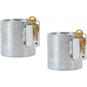 imageMytee Products Fifth Wheel King Pin Lock 290quot Diameter Keyed Unique Made in USA  Heavy Duty Chrome Kingpin Lock Trailer Hitch Lock Works with RVs Containers ampamp Trailers 1  Pack2  Pack