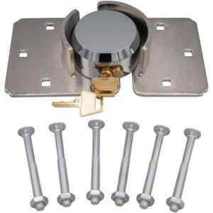 imageMytee Products Hidden Shackle Padlock ampamp Hasp w 2 Keyed Set  Heavy Duty Solid Steel Hockey Puck Lock Chrome Coating Ideal for Enclosed Trailer Vans Gates ampamp General Security1  Pack
